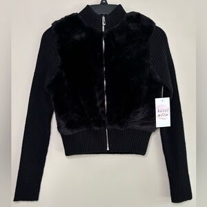 Black Hazel Moon fur sweater NWT size M